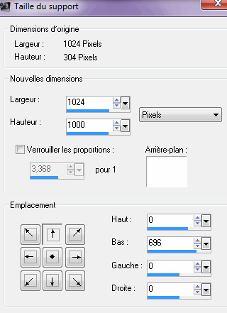 Taille de la zone de travail