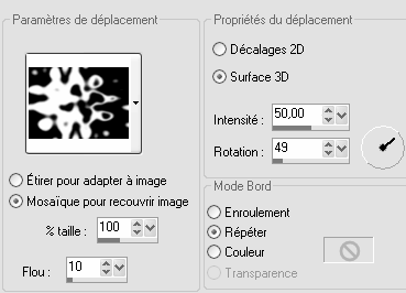 Paramètres de déplacement
