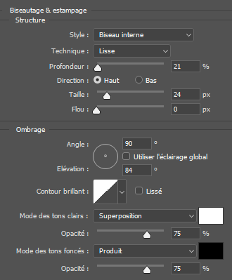 Biseautage et estampage