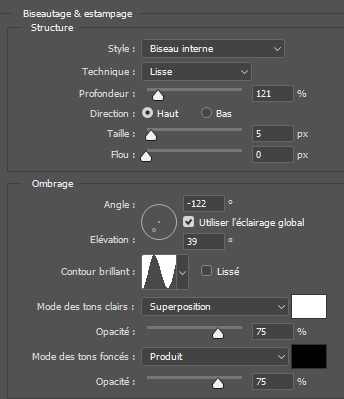 Biseautage et estampage