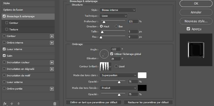 Biseautage et estampage
