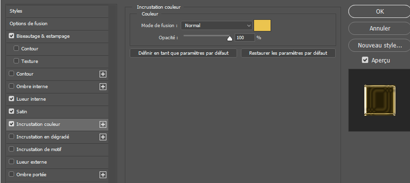 Incrustation couleur