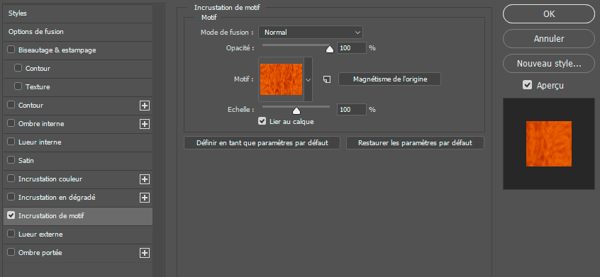 Incrustation de motif