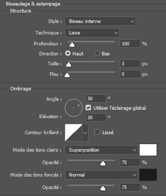 Biseautage et estampage