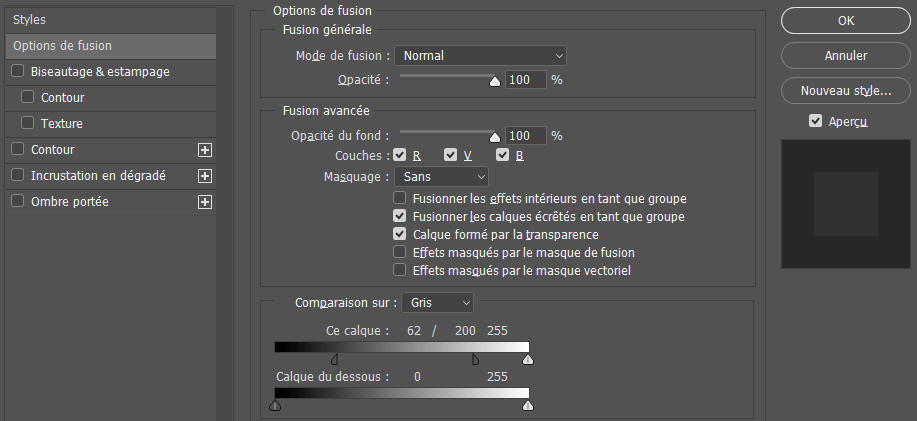 Options de fusion