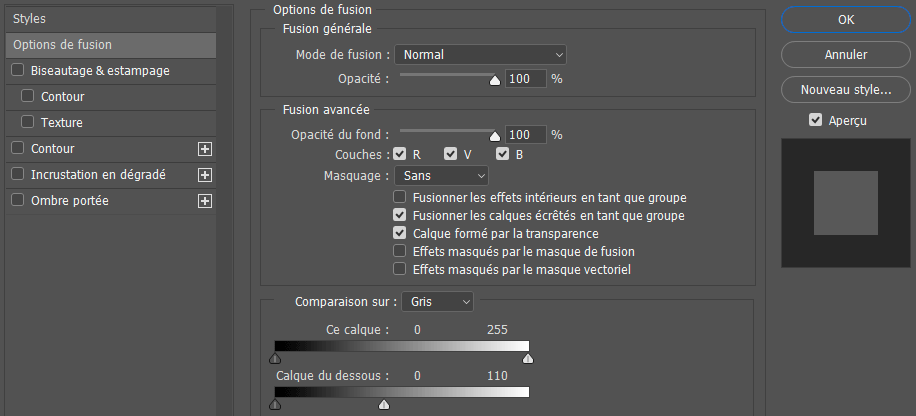 Options de fusion