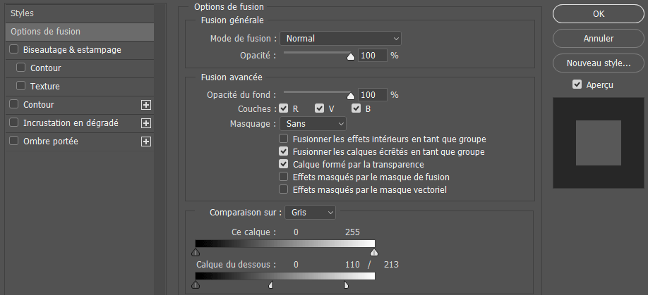 Options de fusion
