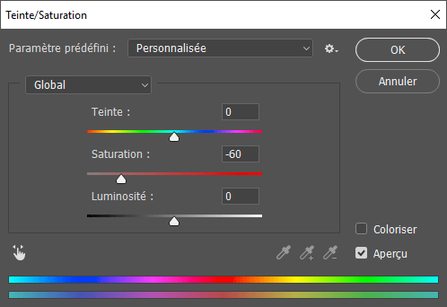 Teinte et saturation