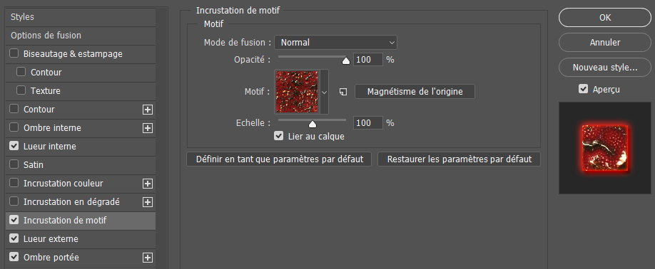 Incrustation de motif