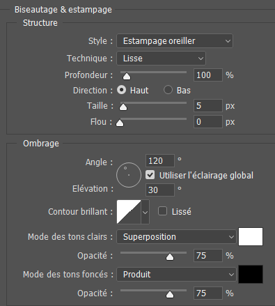 Biseautage et estampage
